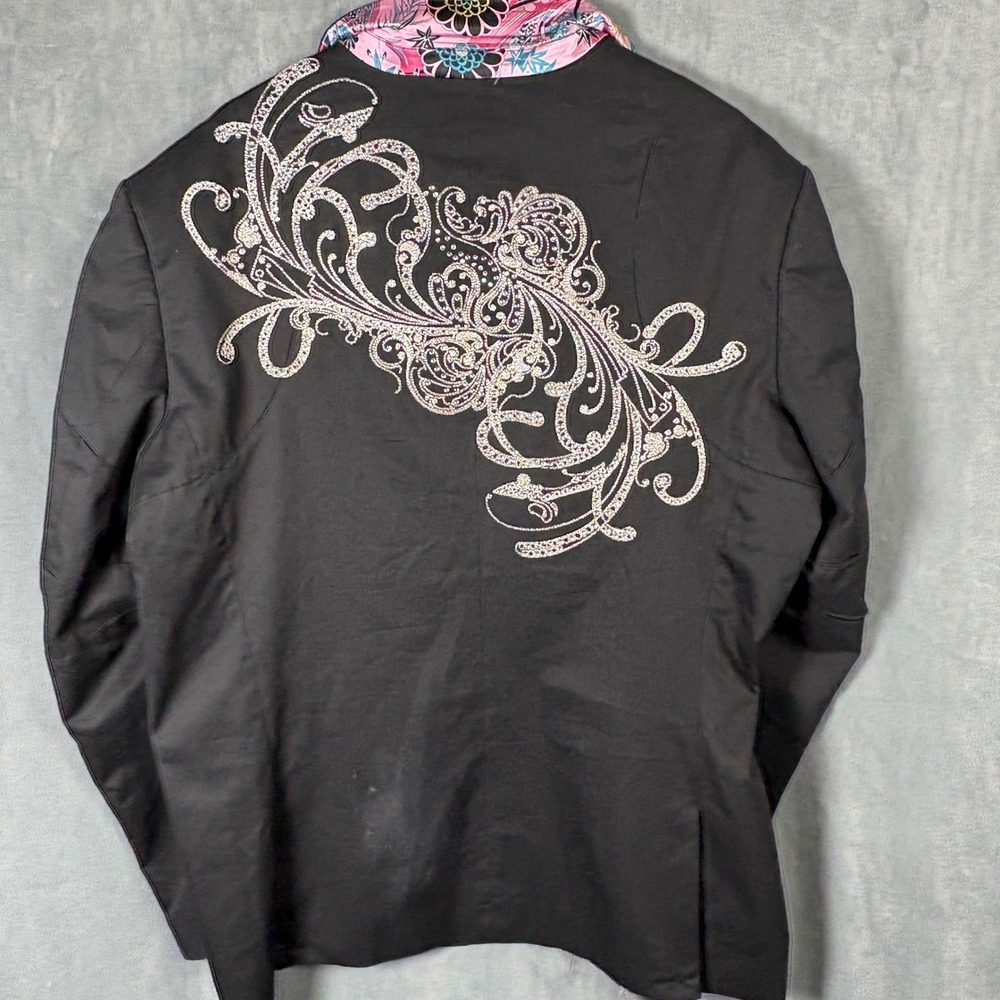 Artful Dodger Mens Black Blazer Embroidered Silver Rhinestones 4XL Punk w/ Money